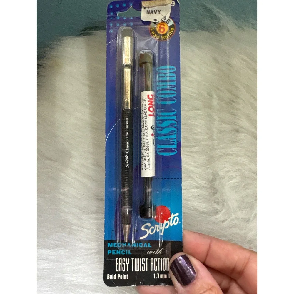 Vintage Scripto Classic Combo Mechanical‎ Pencil Navy with Erasers 1.1mm New